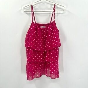 THE CHILDREN'S PLACE Girl's Pink & White Polka Dot Tiered Tank Top Size M